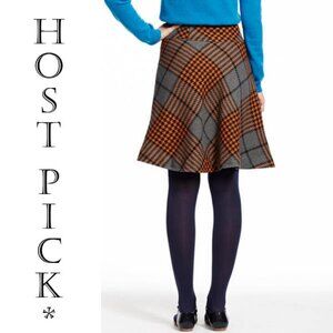 BOGO🧨Boden "Olivia" orange and gray plaid wool skirt